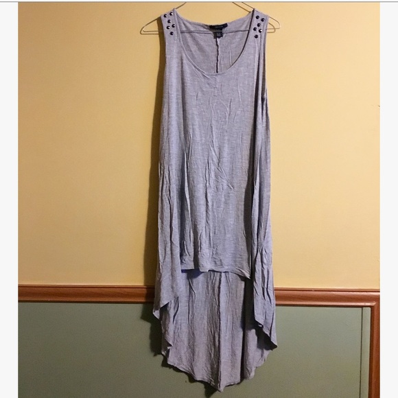 Forever 21 Grey High-Low Gold Shoulder Studded Tank Dress - Picture 1 of 3